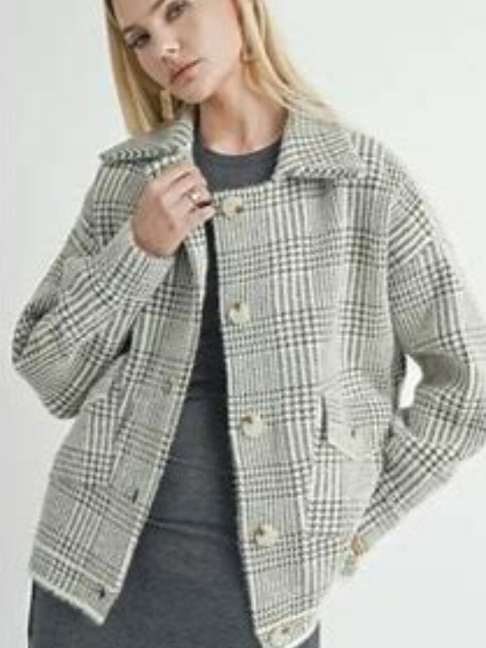 NWOT Sage The Label Lola Plaid Sweater Jacket.  SZ M